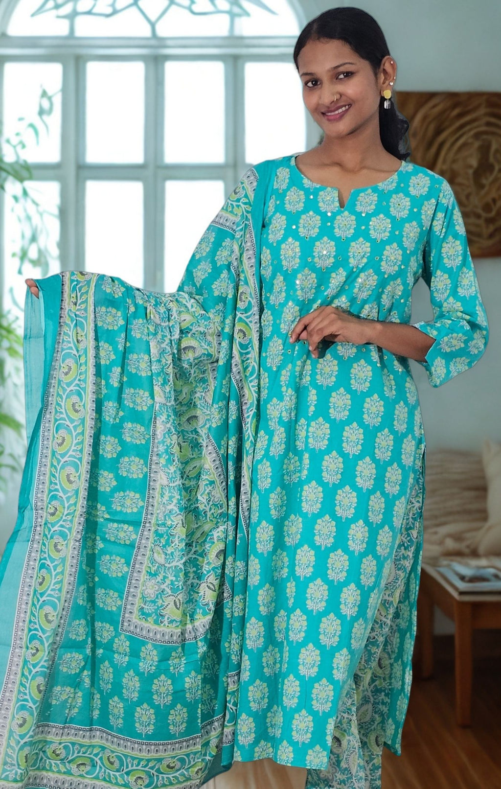 Aqua Bloom Cotton Printed Set_2