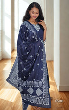 Navy Blue Geometric Printed Suit Set-view-2
