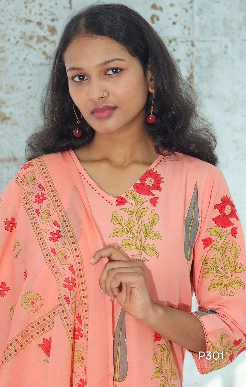 Peach Blossom Printed Kurta Set_2