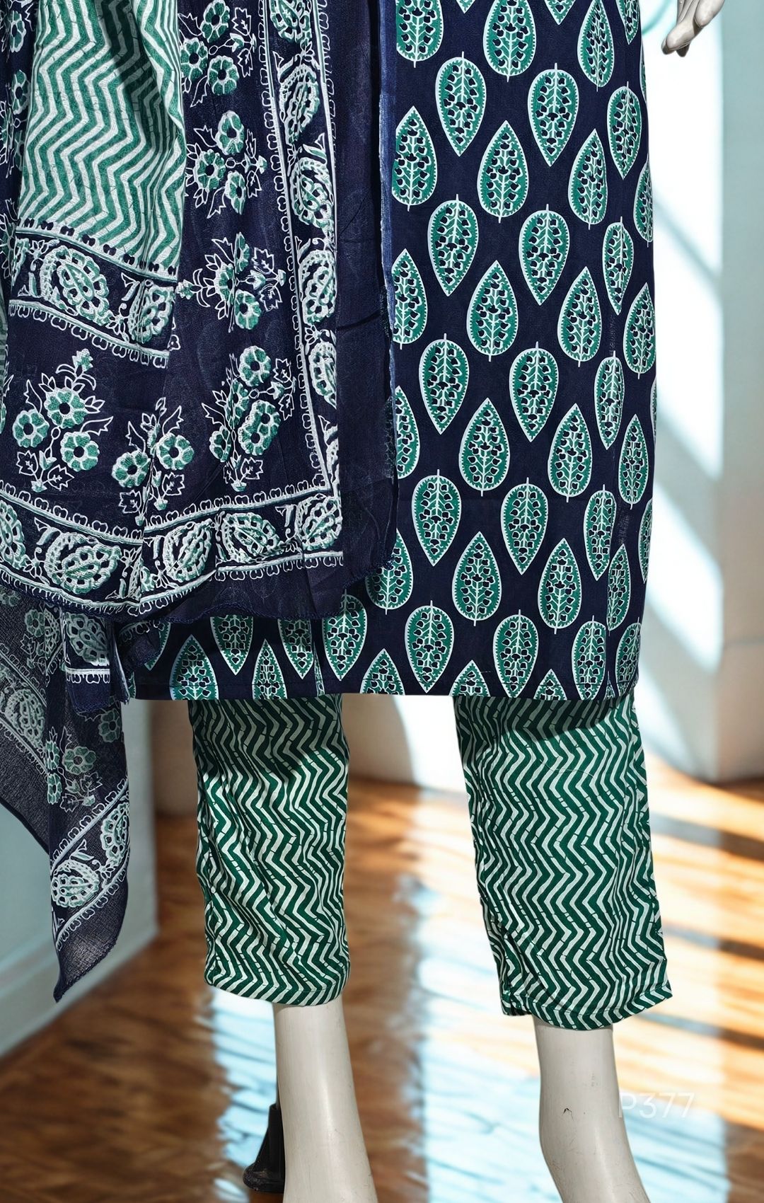 Indigo Leaf Cotton Kurta Set