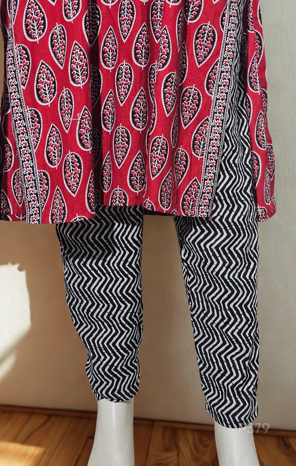 Crimson Leaf Cotton Kurta Set