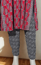 Crimson Leaf Cotton Kurta Set