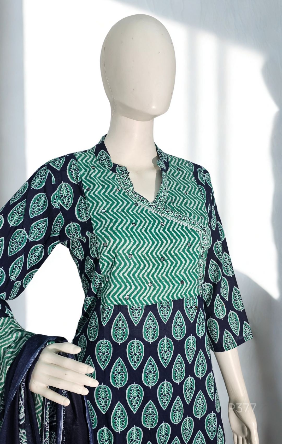 Indigo Leaf Cotton Kurta Set