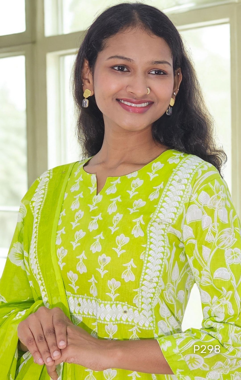 Fresh Green Floral Printed Suit Set-2