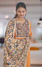 Rust Orange Kurta Set with Kalamkari Dupatta