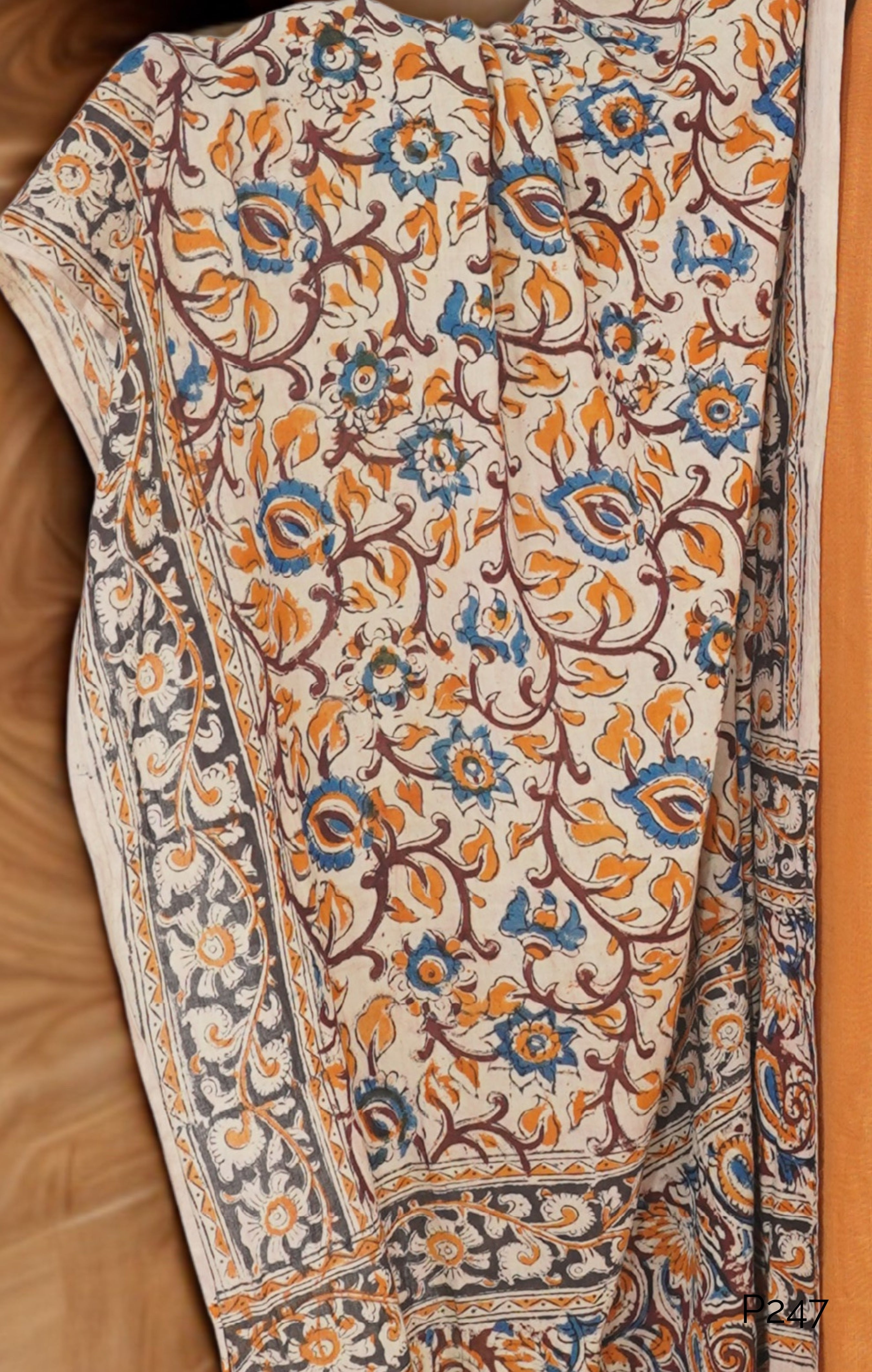 Rust Orange Kurta Set with Kalamkari Dupatta