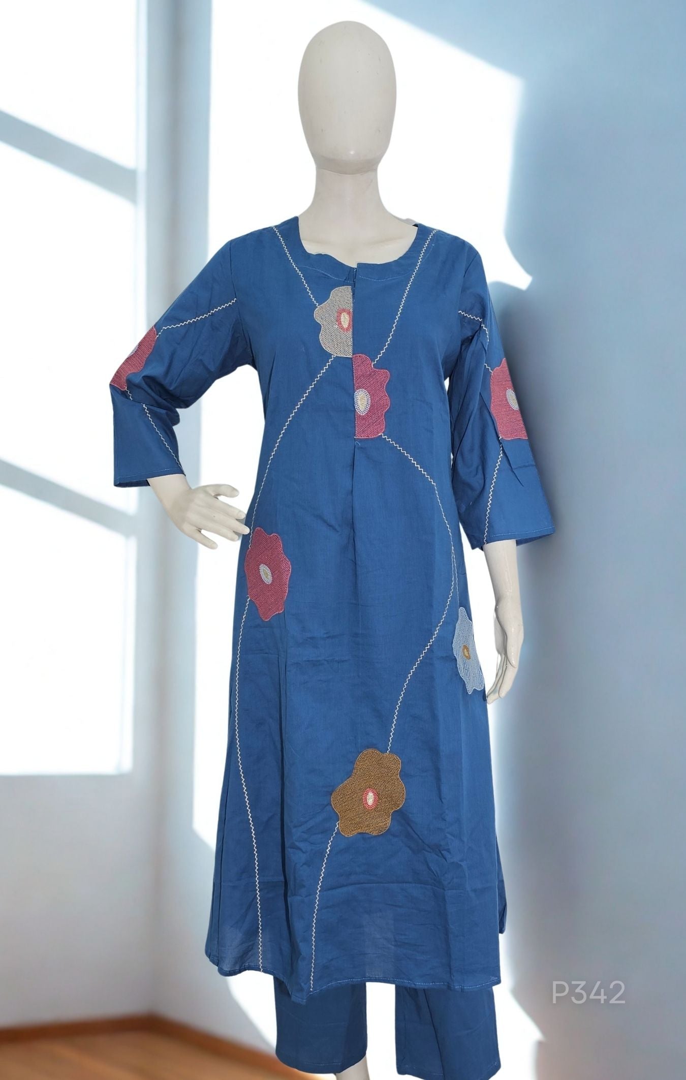 Ocean Bloom Mul Cotton Kurta Set5