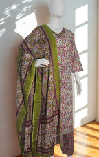 Olive Maroon Paisley Cotton Kurta Set