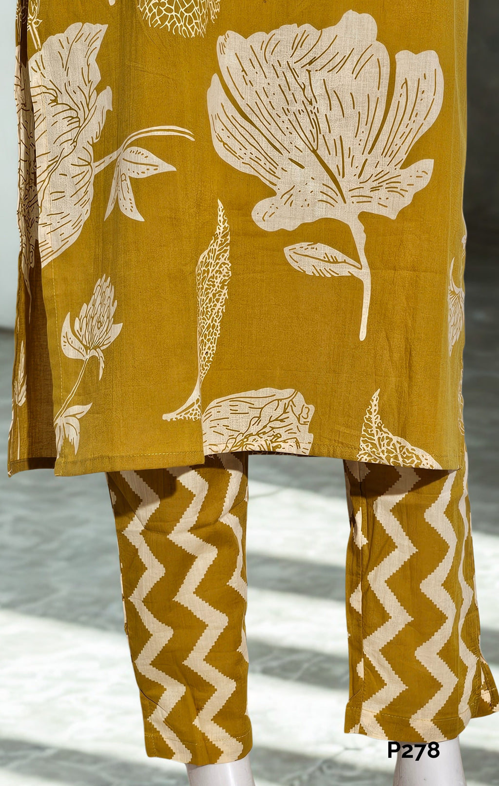 Mustard Yellow Floral Cotton Set