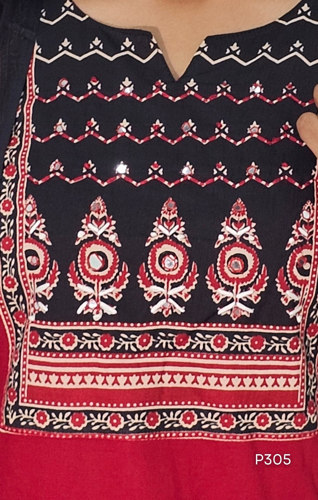 Maroon Red Cotton Kurta Set with Mulmul Dupatta | P305