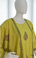 Lime Green A-Line Silk Kurta Set