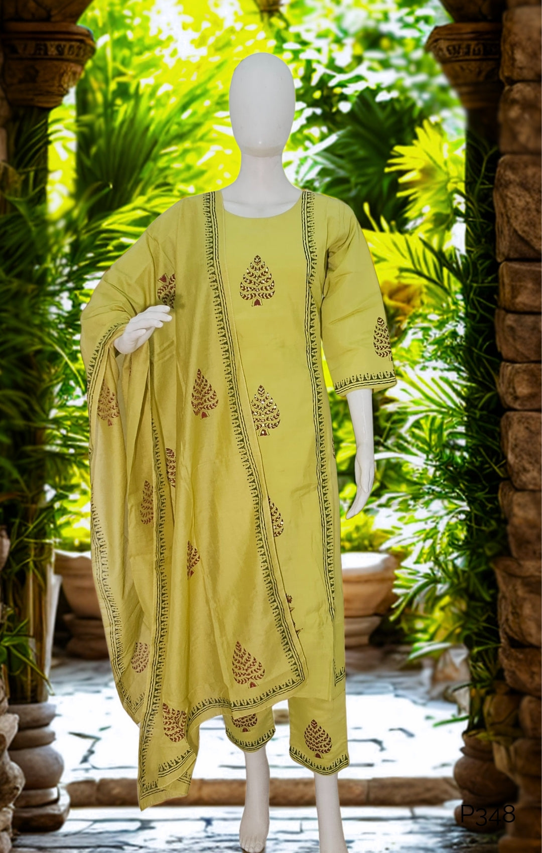 Lime Green A-Line Silk Kurta Set