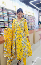 Yellow_Cotton_Floral_Printed_A-Line_Kurta_Set_with_Dupatta-5
