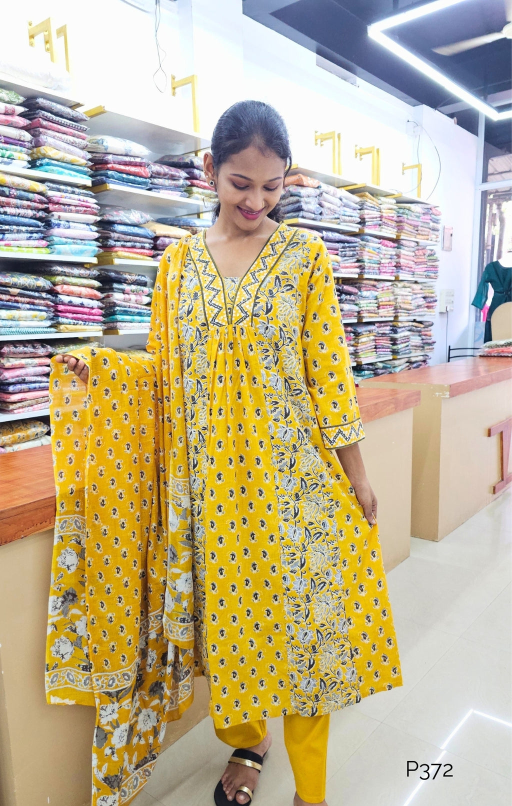 Mustard Bloom Cotton Kurta Set