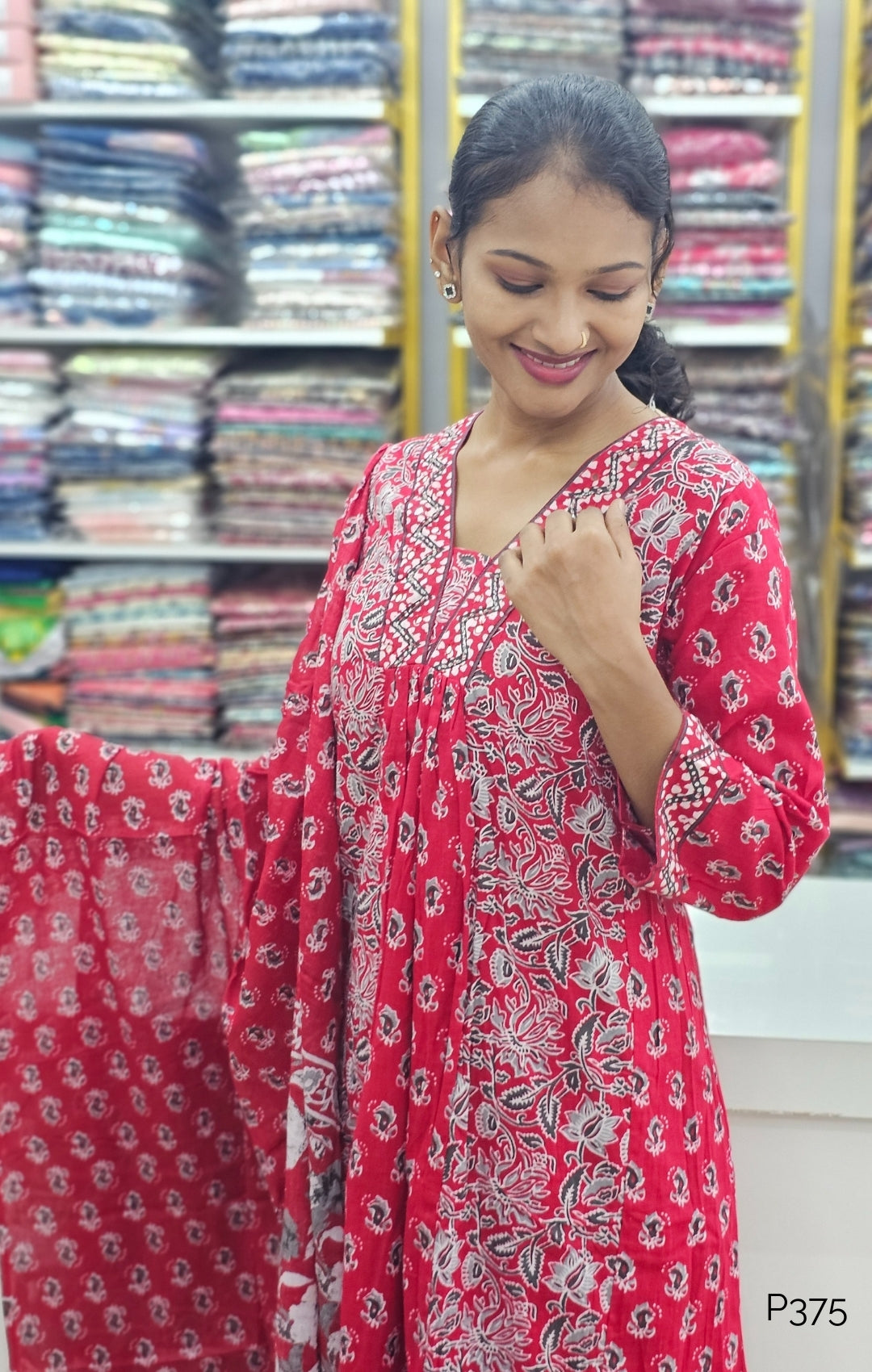 P375_DeepRedCottonPrintedA-Lineset_1