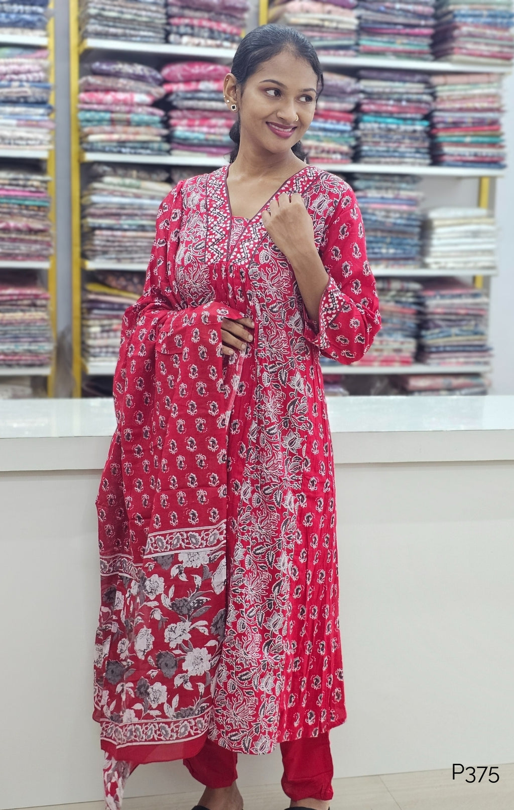 P375_DeepRedCottonPrintedA-Lineset_2