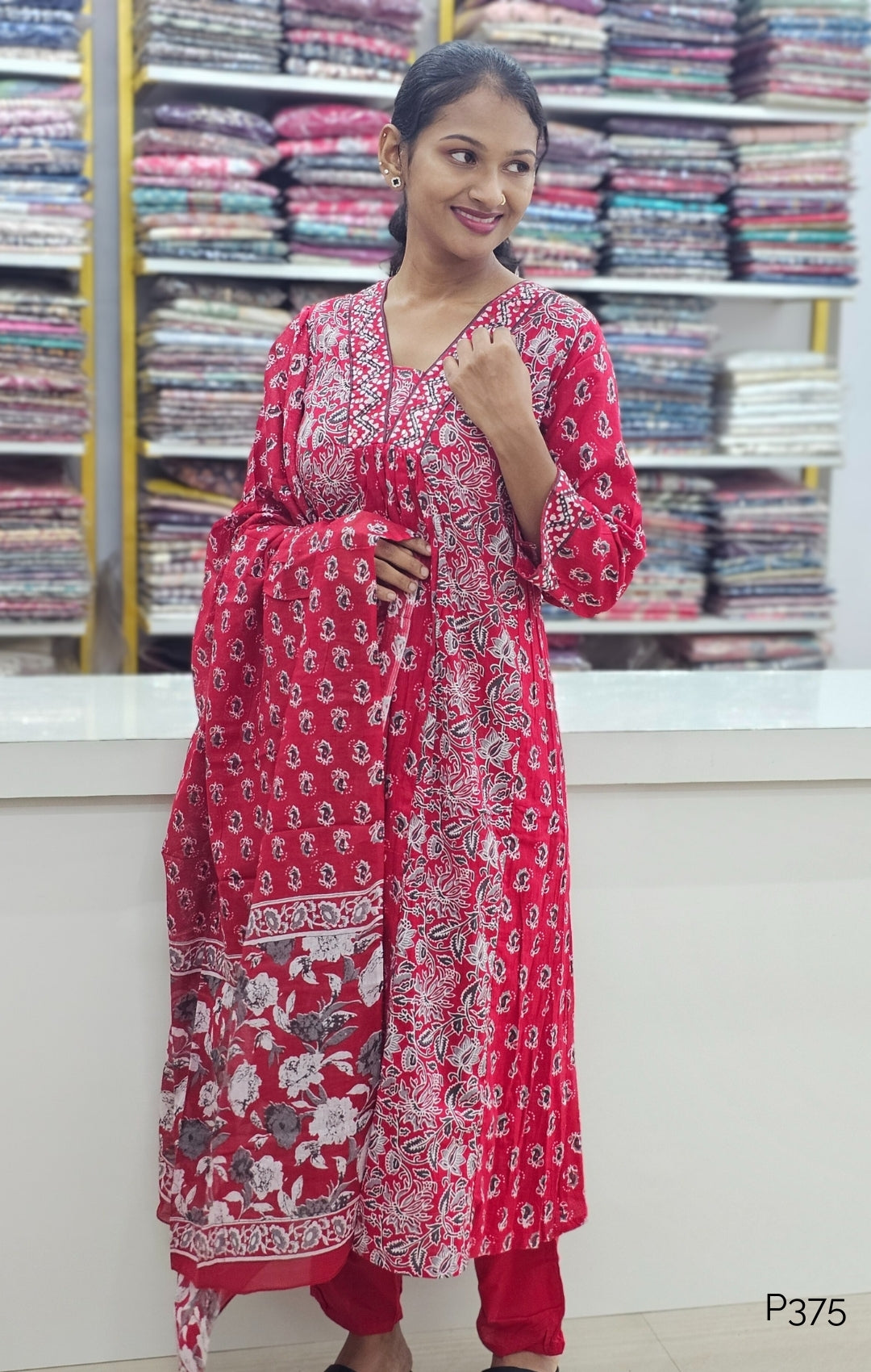 P375_DeepRedCottonPrintedA-Lineset_2