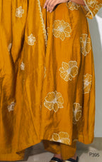 P395_MulChanderiA-LineEmbroideredV-NeckKurtaSet_Yellow_4