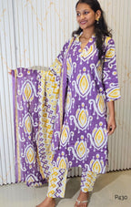 P430_PurpleCottonIkatPrintedStraightKurtaSet_3