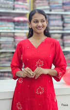 P444_RedMulChanderiEmbroideredStraightKurti_3