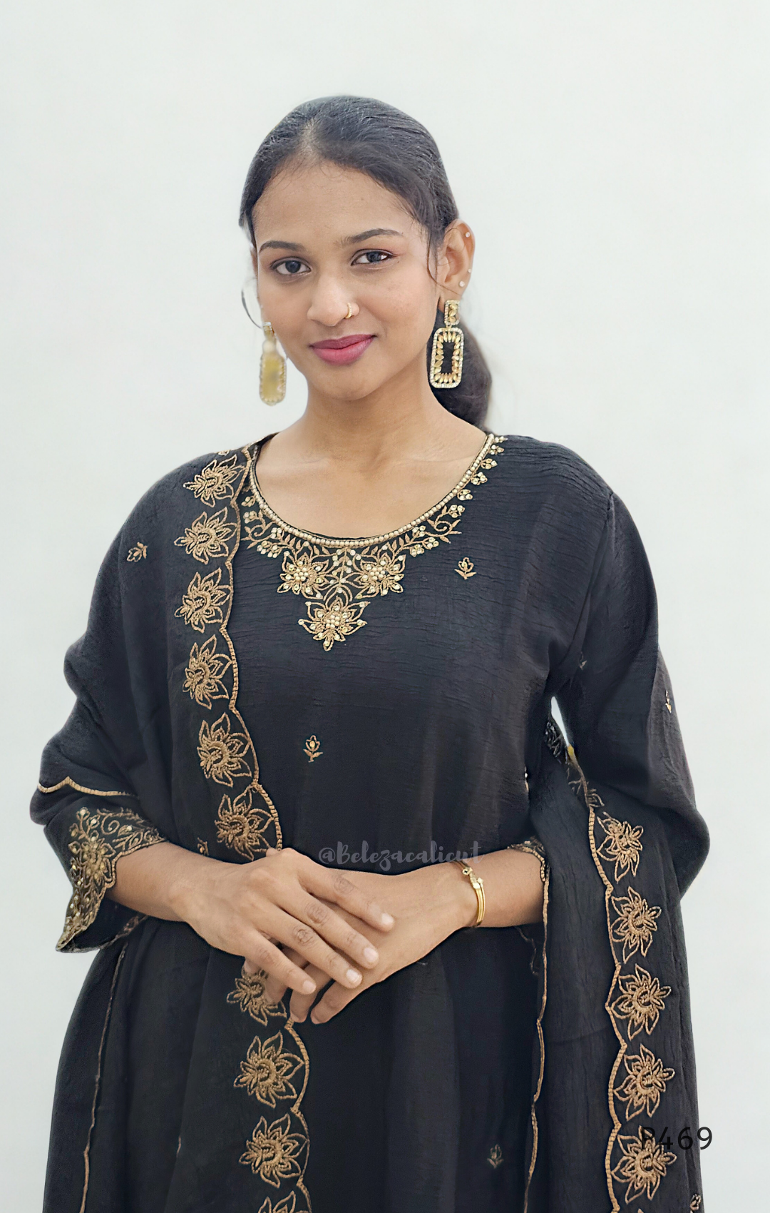 Crushed Silk Embroidered Festive Kurta Set – Teal / Mustard / Black / Rust