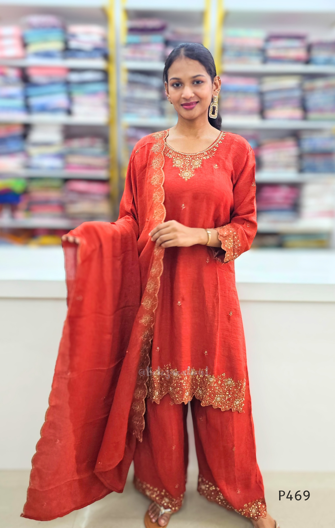 Crushed Silk Embroidered Festive Kurta Set – Teal / Mustard / Black / Rust