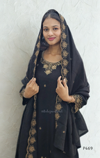 Crushed Silk Embroidered Festive Kurta Set – Teal / Mustard / Black / Rust