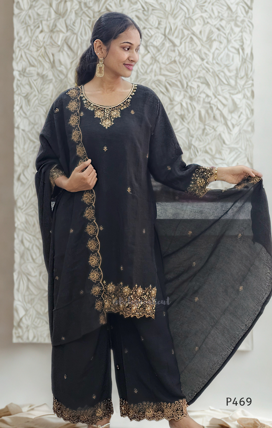 Crushed Silk Embroidered Festive Kurta Set – Teal / Mustard / Black / Rust