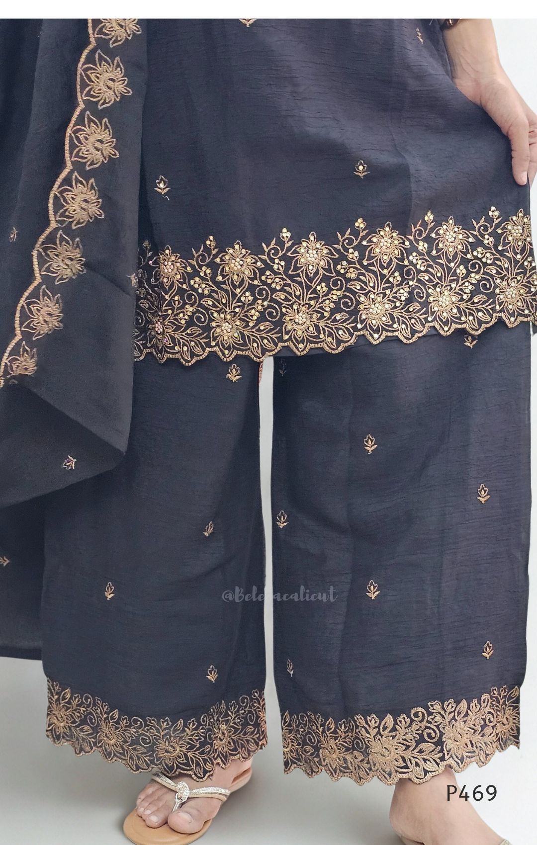 Crushed Silk Embroidered Festive Kurta Set – Teal / Mustard / Black / Rust