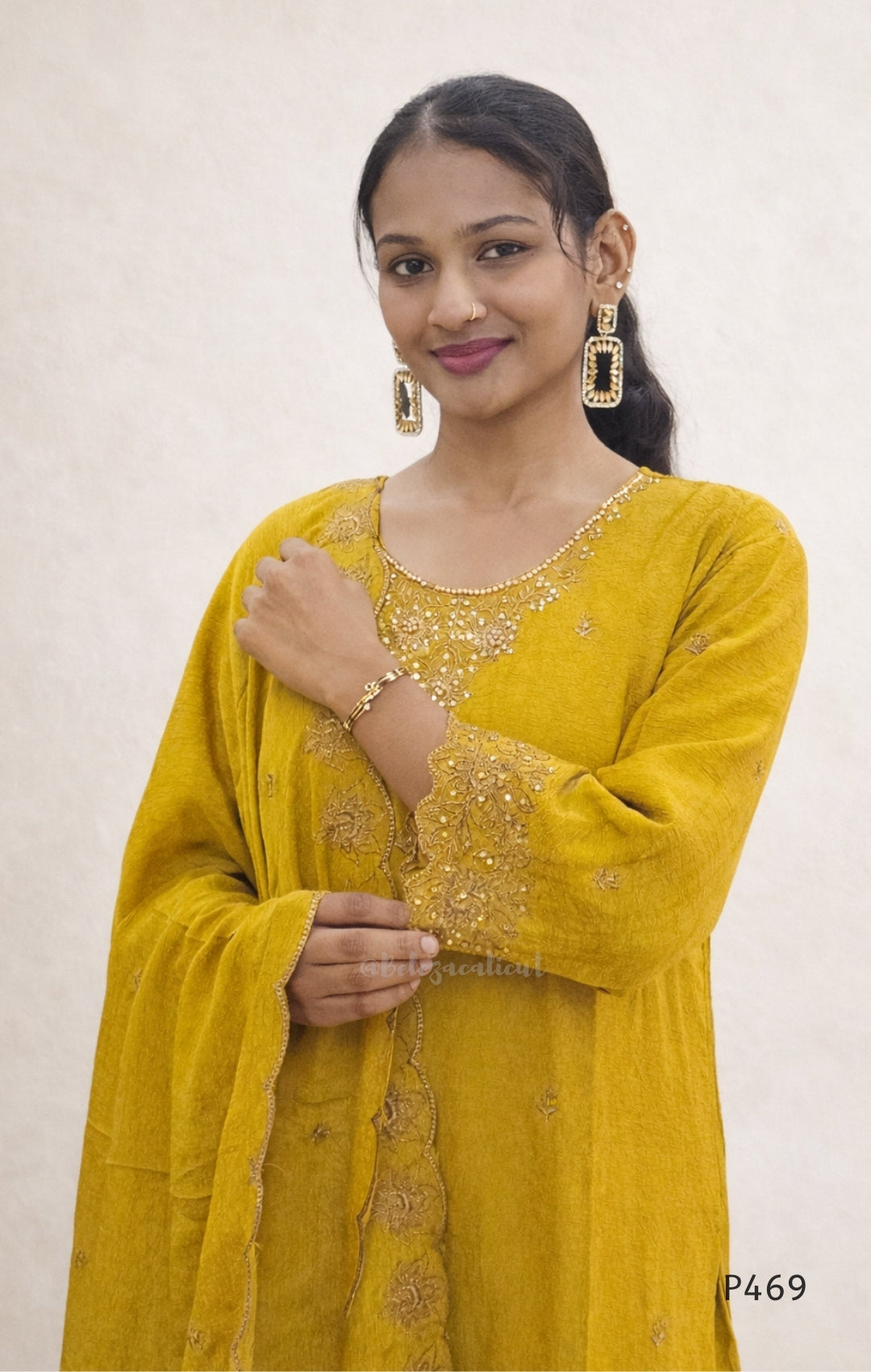 Crushed Silk Embroidered Festive Kurta Set – Teal / Mustard / Black / Rust