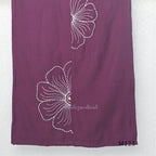 Plum purple Vertigan silk coord set with white floral embroidery and straight pants.