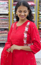 RedMulChanderiEmbroideredKurtaSet_1