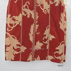 Rust cotton 3-piece ethnic set with beige leaf print, matching dupatta and printed pant. Comfortable ethnic wear for women in Calicut.