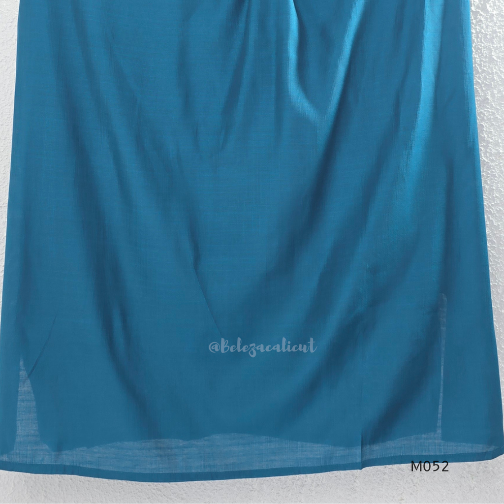 Silk blend 3-piece churidar set in teal, rani pink and rust shades with floral V-neck embroidery, printed dupatta and straight pant.